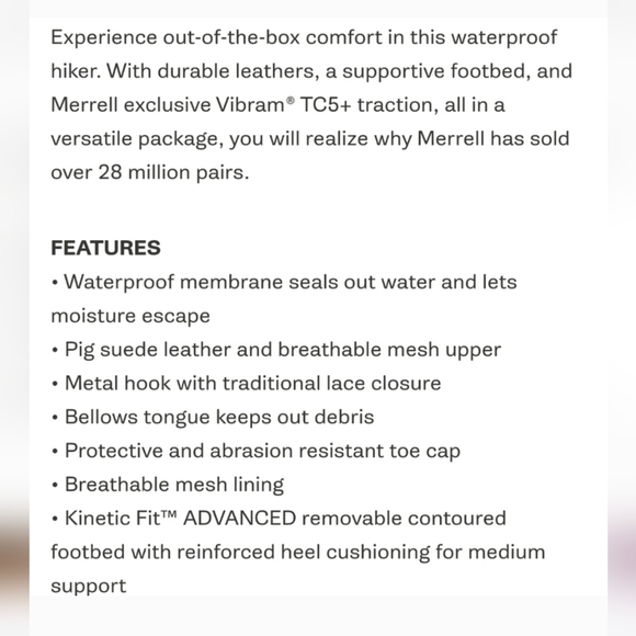 Merrell Men's Hiking Boots Size 8 - Picture 7 of 8